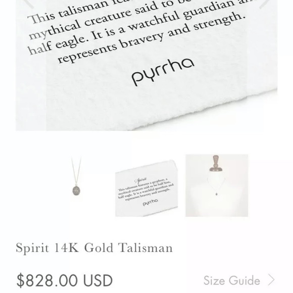 Pyrrha 14k gold Spirit talisman gryphon necklace - Picture 4 of 5